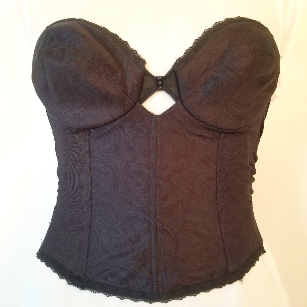 #423 NWT 32A Sophistique Black Satin Boned Bustier.